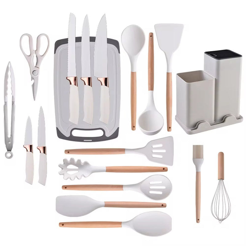 Kit de Cozinha 19 Utensílios em Silicone Premium + Brinde Incluso